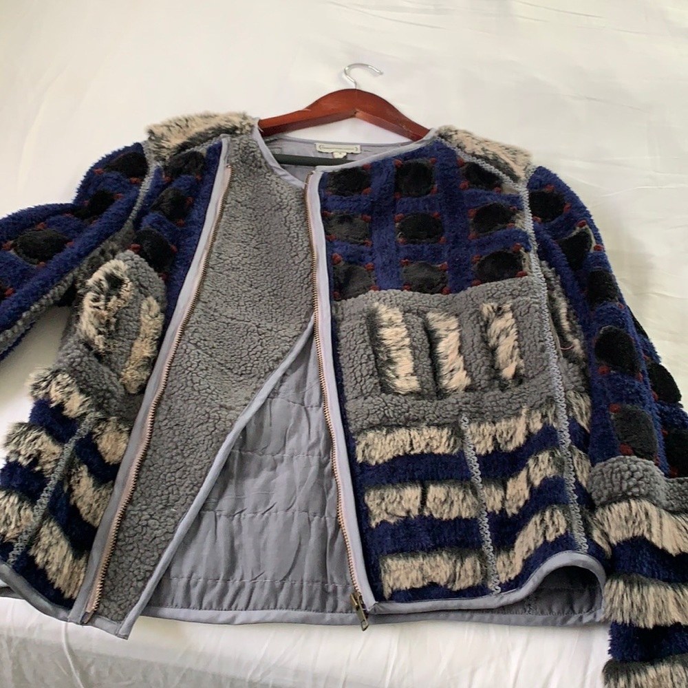 Fur and wool coat